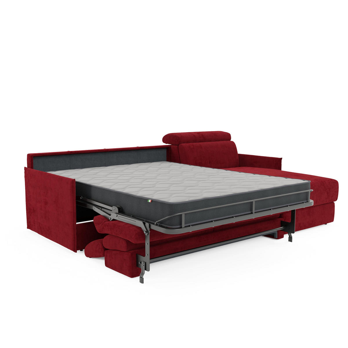 ECKSOFA Miryam - Rot, Metall (252/98cm) - Divani.store