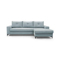 ECKSOFA AVRA L-förmig, mit Stauraumbehälter-in RINO-Stoff, Komfort & Eleganz, lose Rückenkissen, freistehend, RECHTS 251x165x85 cm Light blue - Hellblau, Holz/Textil (251/165cm) - DomoHome