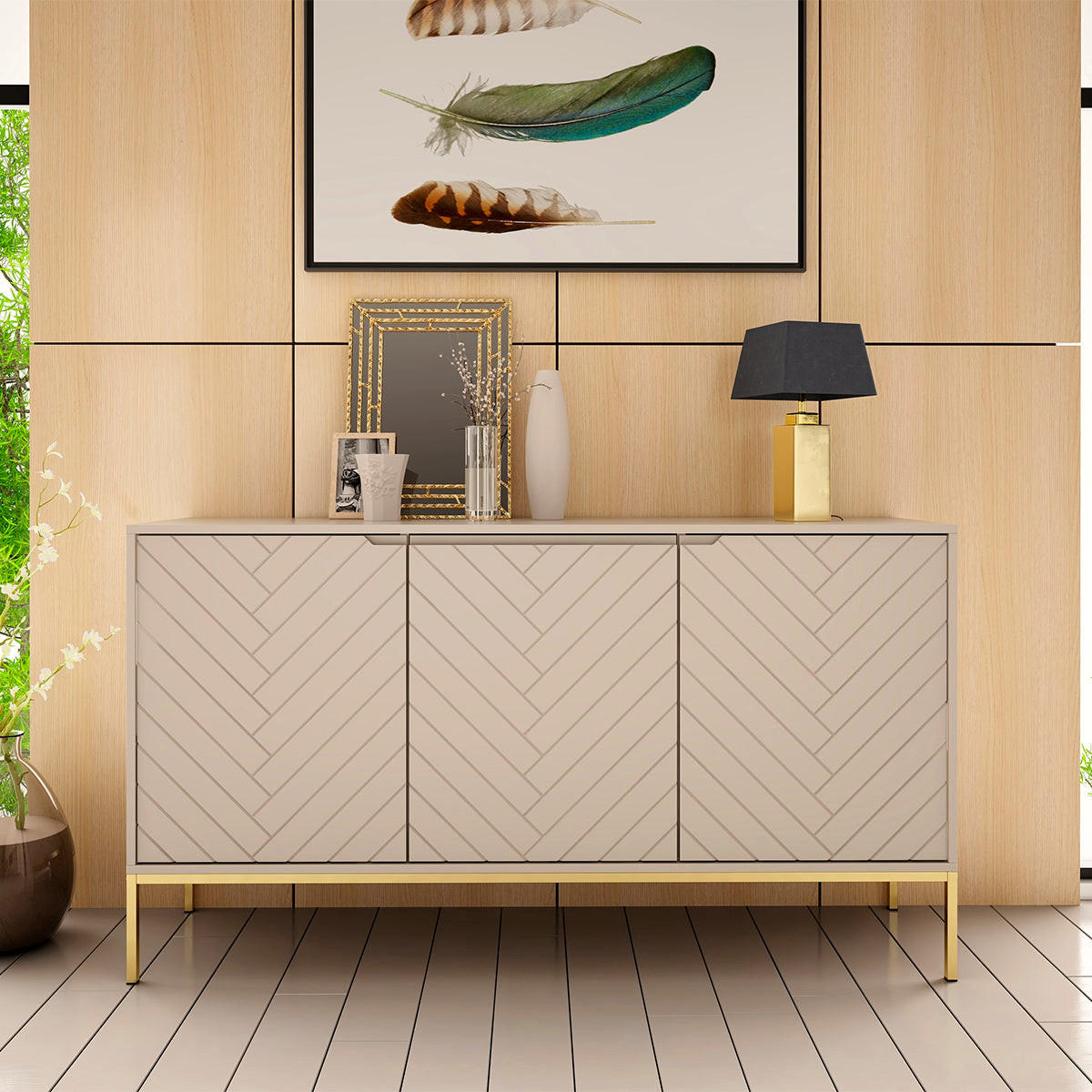 SIDEBOARD Daria Kašmír - kašmírová, kompozitní dřevo (151/103/39cm) - Petits-meubles