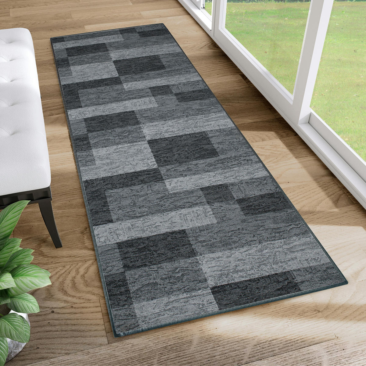 TEPPICHLÄUFER Anti-Rutsch Graphitfarben rutschfest Gummiunterlage 100/900 cm - Graphitfarben, Textil (100/900cm) - Tapiso
