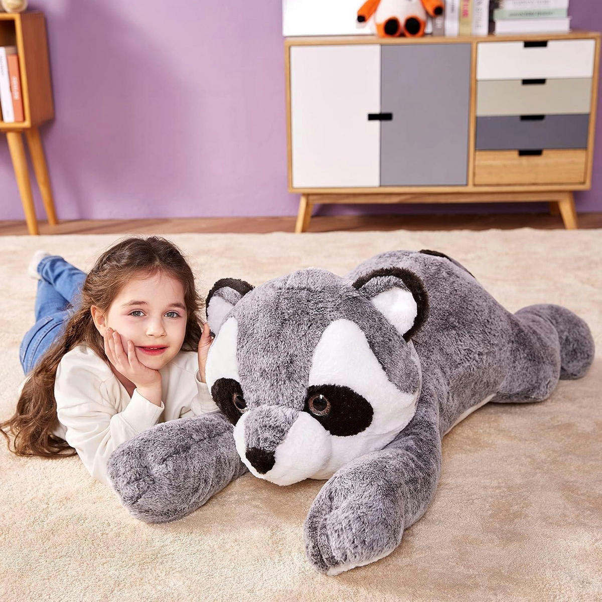 STOFFTIER Waschbär 78 cm - Grau, Textil (35.6/76.2cm)