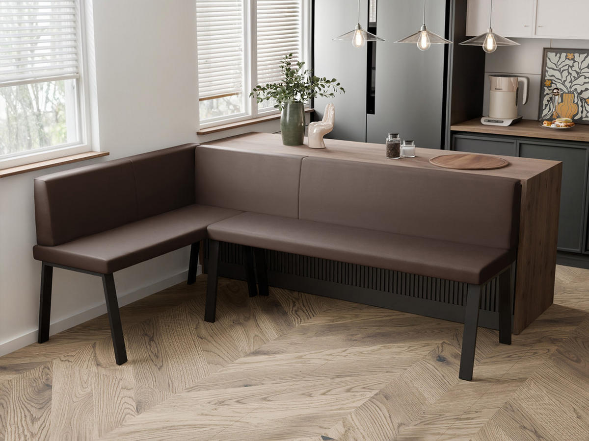 ECKBANK links MONO Y Kunstleder glatt, 142/196 cm Braun - Braun, Kunststoff/Textil (142/196cm) - Idohome