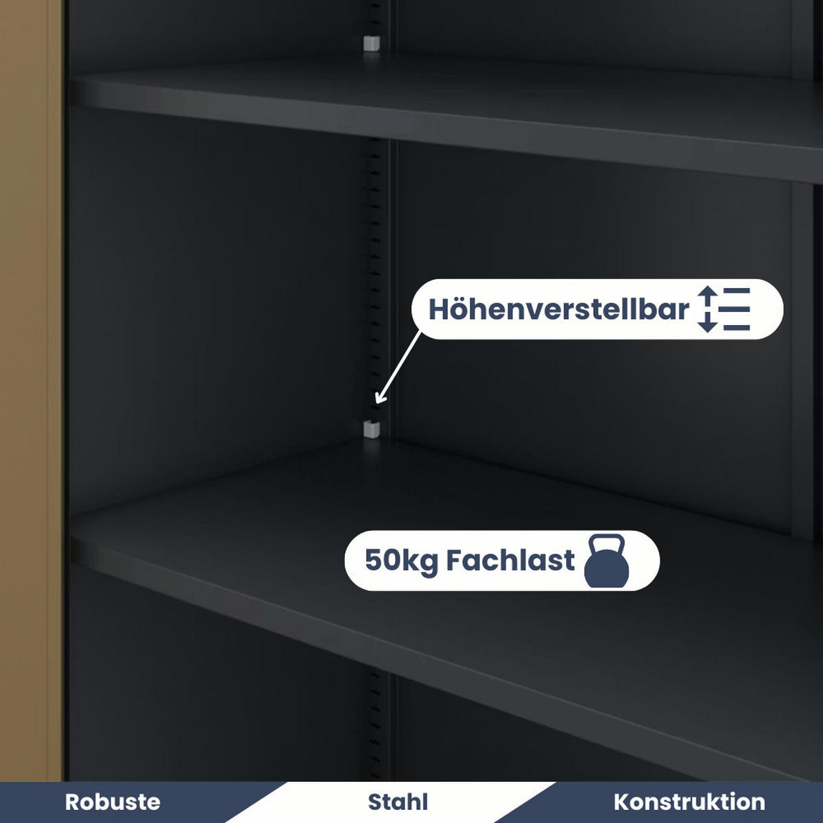 AKTENSCHRANK abschließbar 4er Set KADO 185x90x40cm Anthrazit-Nussbaum - Anthrazit, Metall (90/185/40cm) - DELUKE