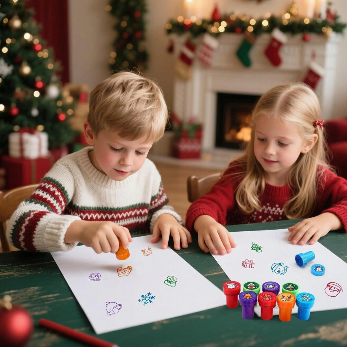 STEMPELSET Kinder Weihnachten 10 Stück - Multicolor, Kunststoff (1/1/1cm)