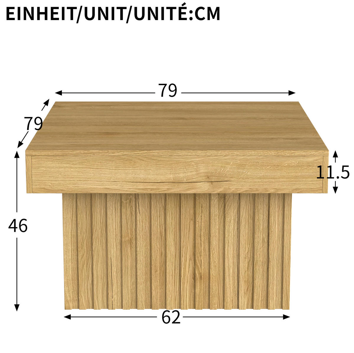 COUCHTISCH 79/79/46 cm Natur aus MDF und Spanplatte mit einfacher Montage - Naturfarben, Holzwerkstoff (79/79/46cm) - OKMYHOME