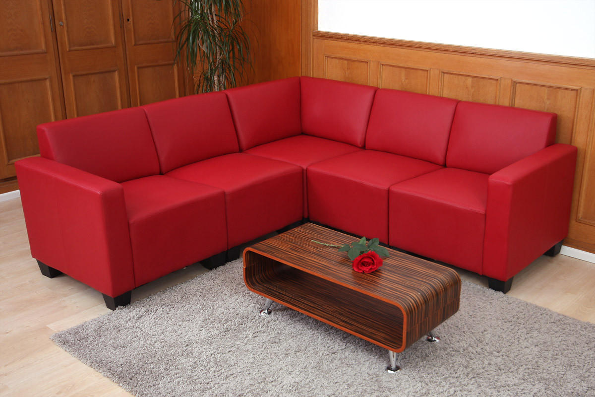 COUCH-GARNITUR 5 Rot - Rot, Textil (195/195cm) - MCW