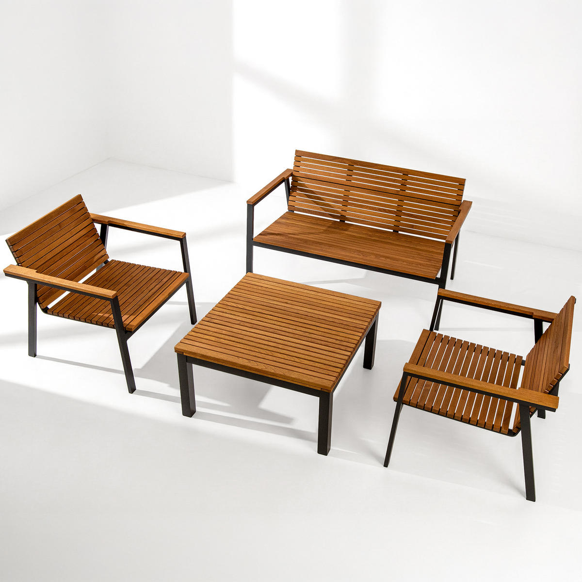 GARTENMÖBELSET ARIATO 4-tlg - Anthrazit/Braun, Holz/Metall - KONSIMO®