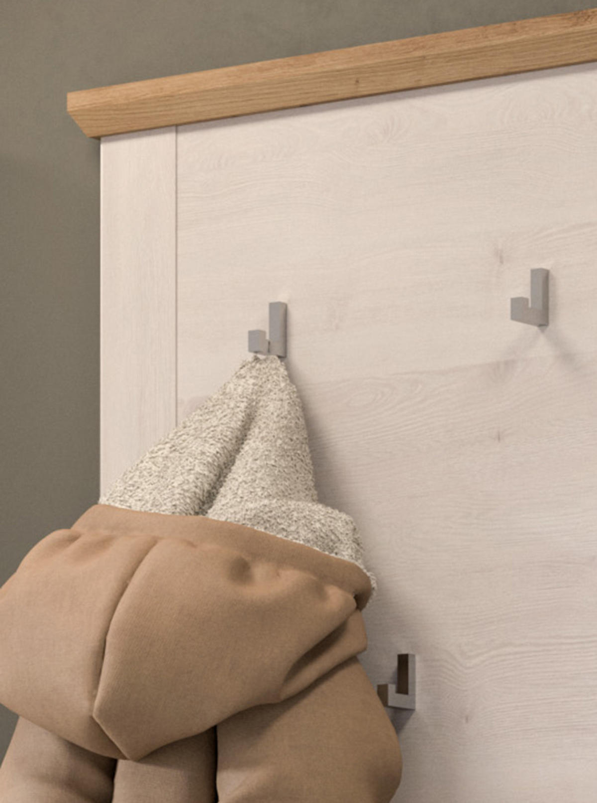 GARDEROBE Set 5-teilig weiß Lärche 285 cm, Komplettset im Landhaus-Stil - Silberfarben/Weiß, Glas/Holzwerkstoff (285/196/39cm) - Inn.Furn