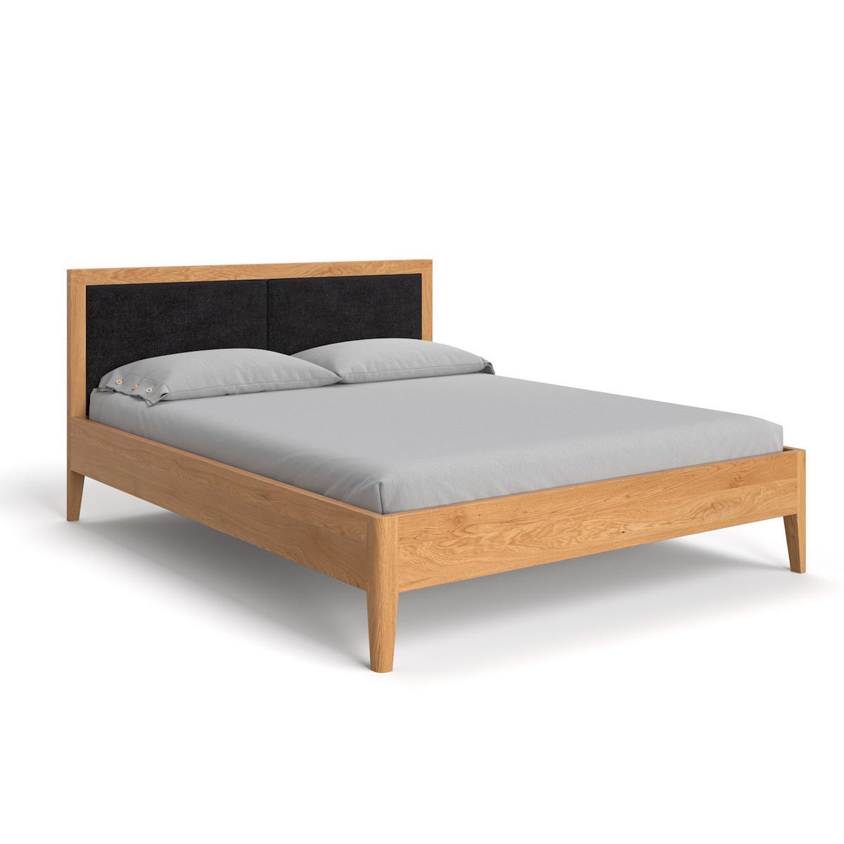 MASSIVHOLZBETT Silva aus Eiche 200x220 cm, Storm 99 - Eichefarben/Schwarz, Holz (200/220cm) - Danzz