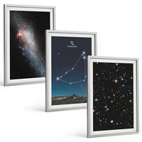BILDER SET 3er Set - 40x60 cm Silberner Rahmen - Galaxie im Sternbild Steinbock - Silberfarben, Kunststoff (40/60cm) - TULUP