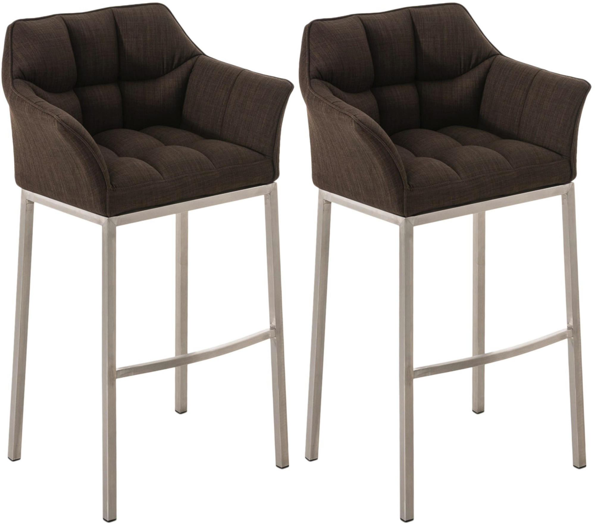 BARHOCKER 2er Set Stoff Braun - Edelstahlfarben/Braun, Textil/Metall (64/110/48cm) - CLP