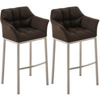 BARHOCKER 2er Set Stoff Braun - Edelstahlfarben/Braun, Textil/Metall (64/110/48cm) - CLP