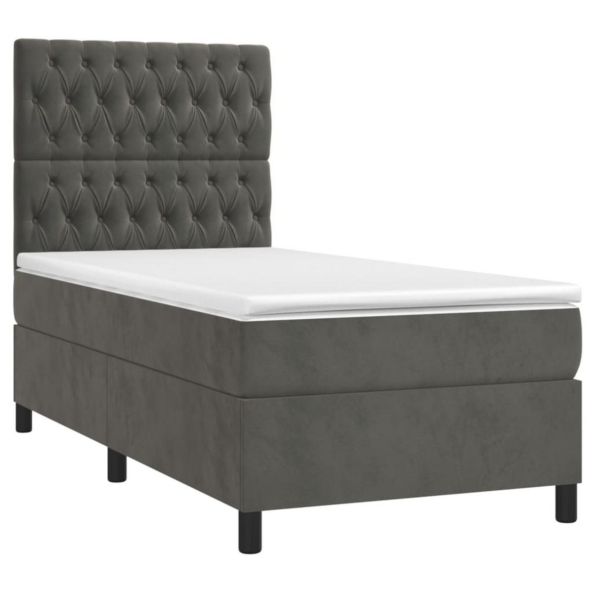 BOXSPRINGBETT Mit Matratze Dunkelgrau 90/200 Cm Samt - Weiß, Textil (90/200cm) - vidaXL