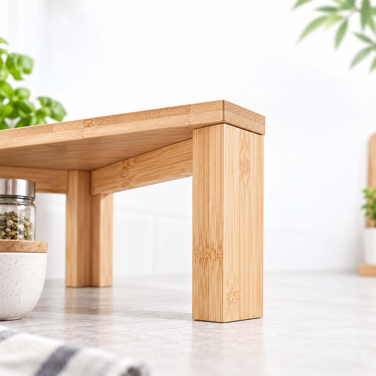 REGAL Natur Bambus Eckregal 2 Ebenen 15x30x30 cm - Hellbraun, Holz (30/15/30cm) - Relaxdays