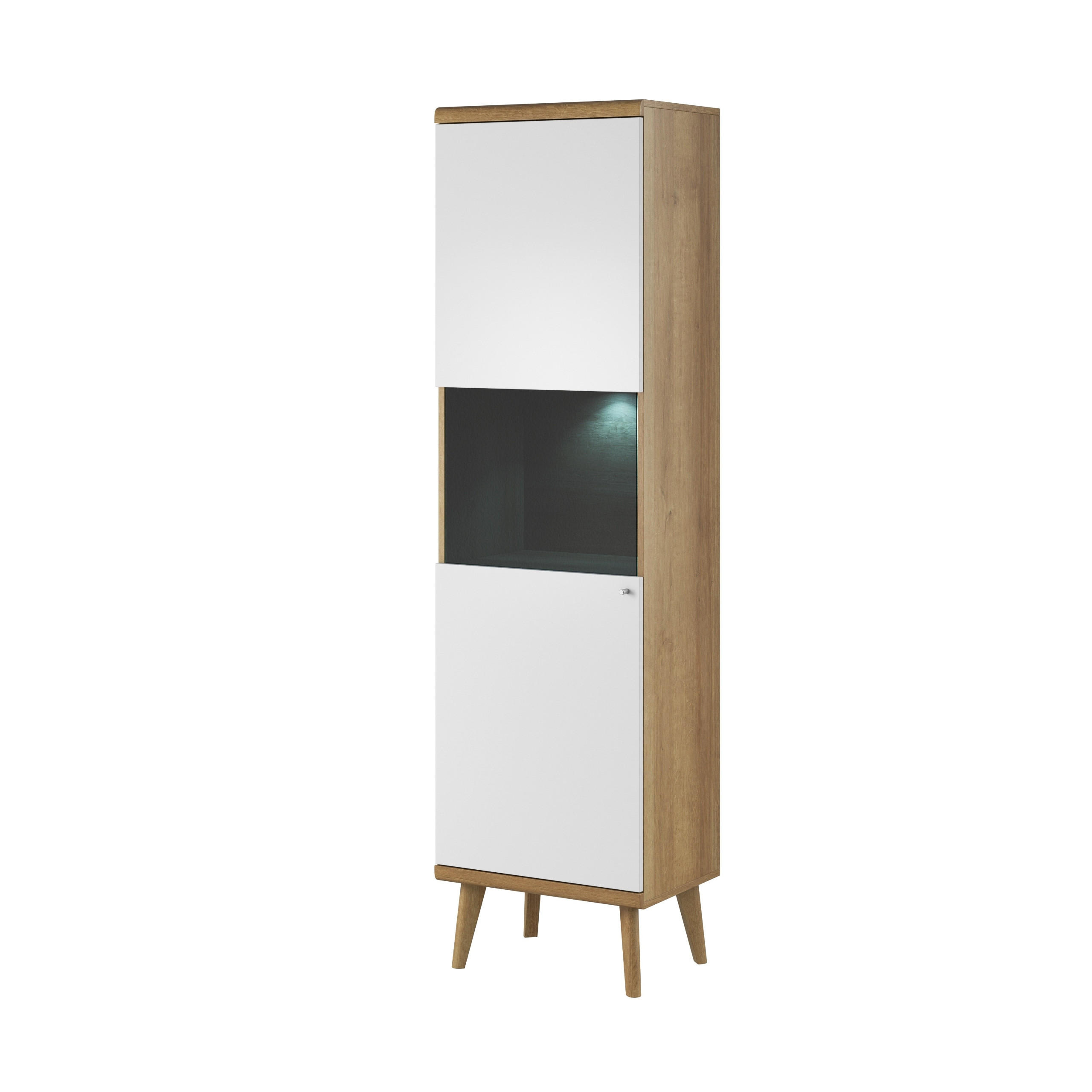 VITRINE in Eichefarben, Weiß - Eichefarben, Holzwerkstoff (50/197/40cm) - MASSENO