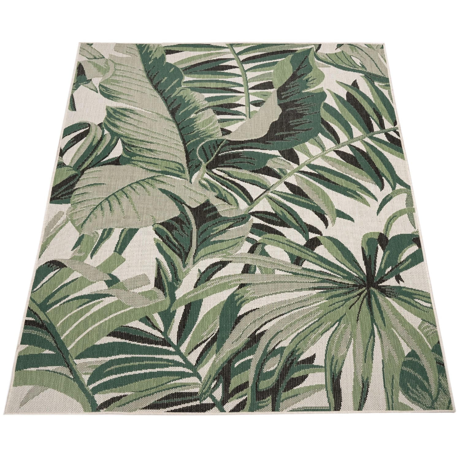 OUTDOOR Teppich Palmen Balkon, Terrasse schmutzabweisend Grün Rechteckig 160x230 - Grün, Textil (160/230cm) - KADIMA DESIGN