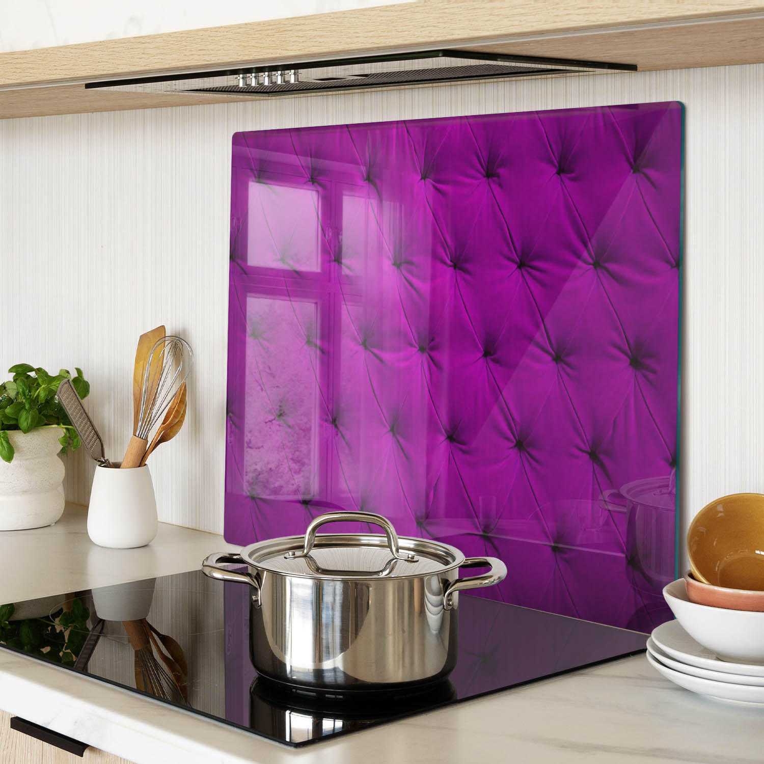 GLASPLATTE 60x52 cm Samtwand - Pink, Glas (60/0.4/52cm) - TULUP