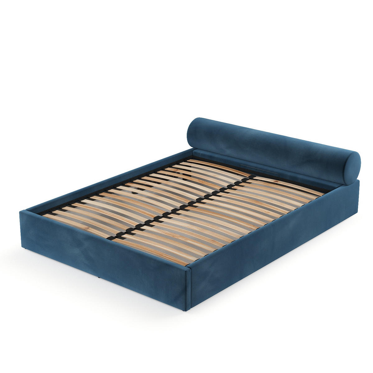 POLSTERBETT Solvo mit Stauraum 160/200 cm Dunkelblau im Kronos Stoff - Schwarz/Naturfarben, Holz/Holzwerkstoff (160/200cm) - AltaBeds