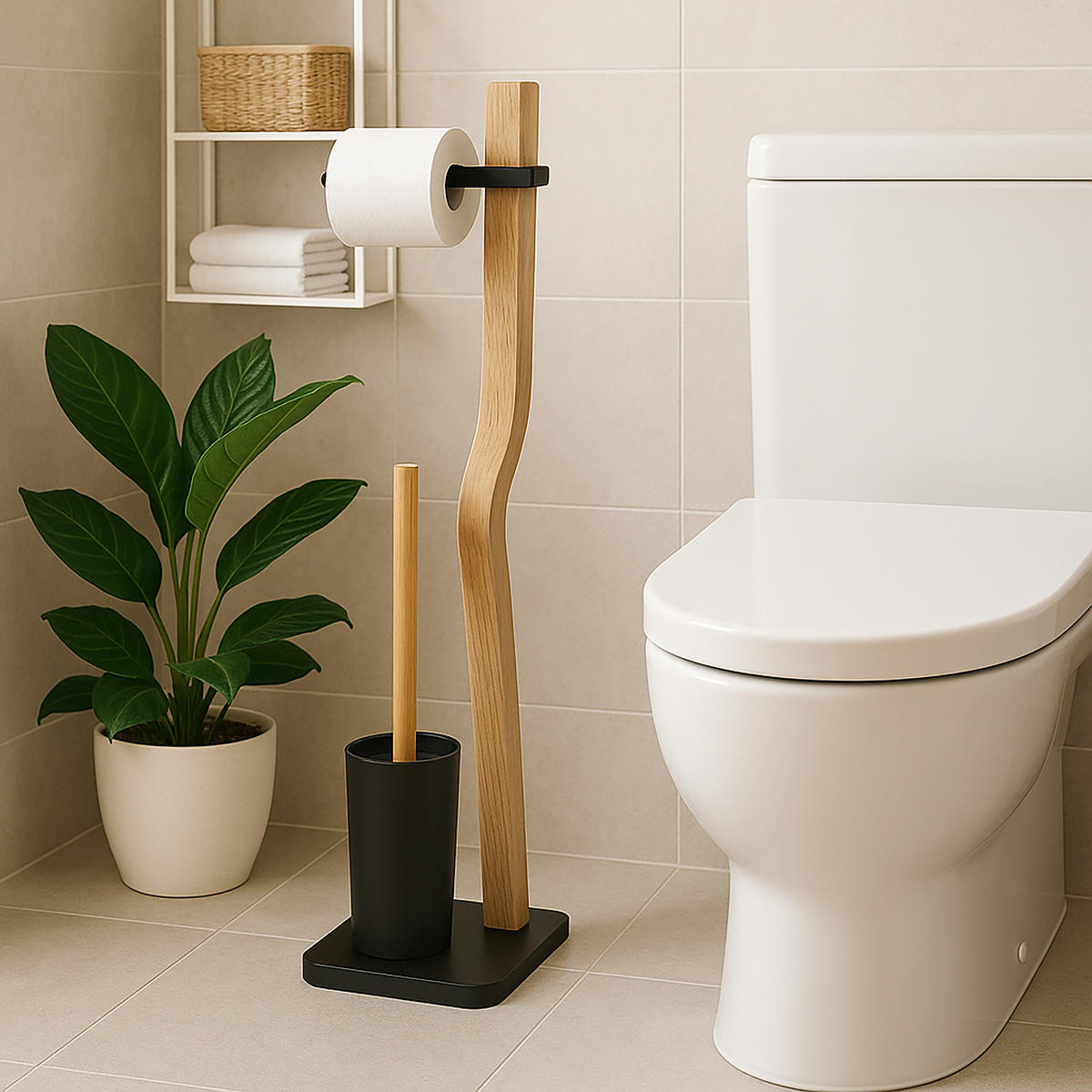 WC Garnitur - Multicolor, Holz/Kunststoff (22.8/75.5/18cm) - Relaxdays