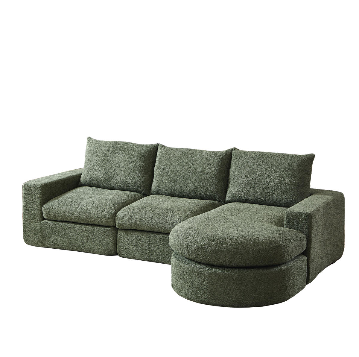 SOFA modular mit Chaiselongue 251 x 160 x 81 cm Chenille Green 4-teilig - Grün, Kunststoff (160/250cm) - Meubliv