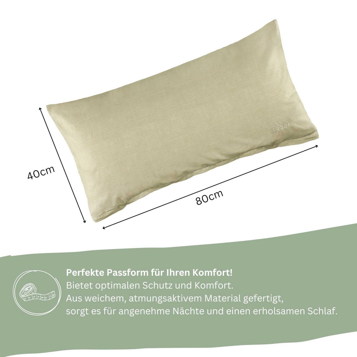 RENFORCÉ KISSENBEZÜGE HARP - Beige, Textil (40/80cm) - Esprit