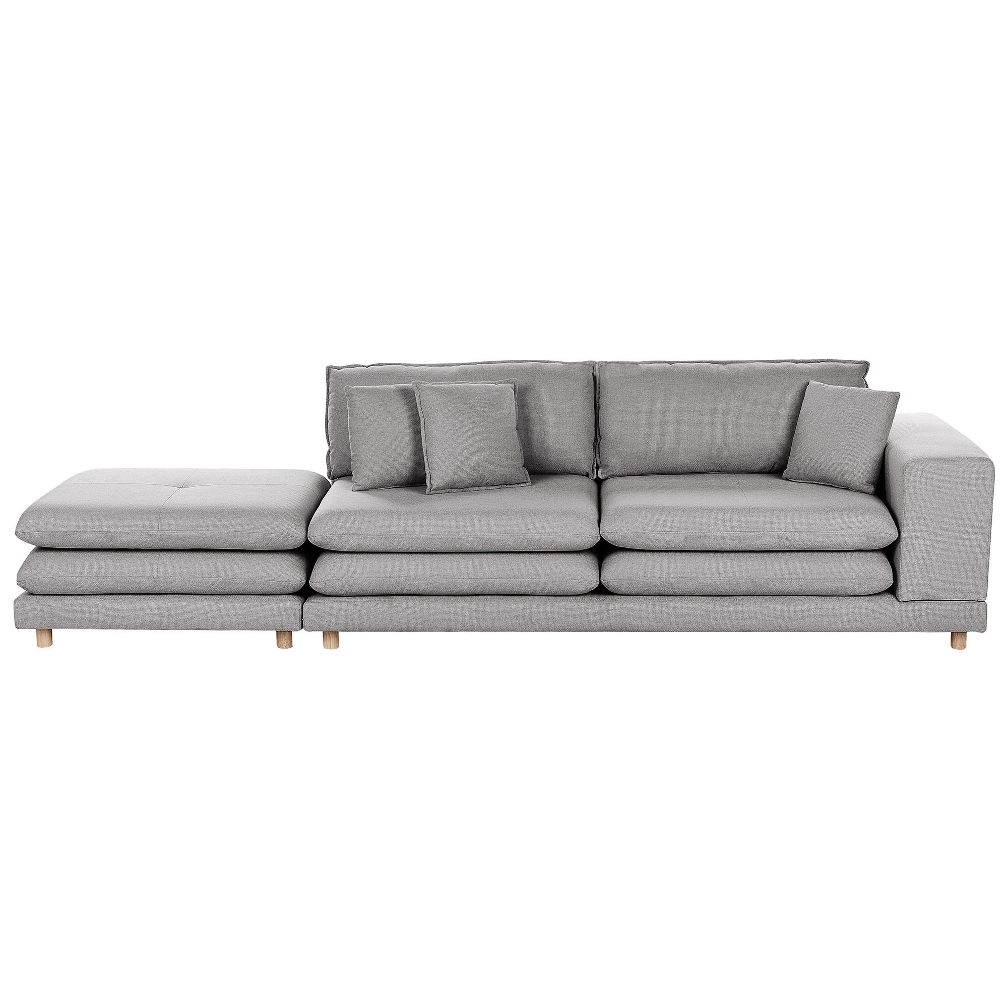 2-SITZER-SOFA mit Ottomane Stoff Grau Heden - Dunkelgrau/Braun, Textil (197/81/86cm) - Beliani