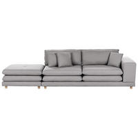 2-SITZER-SOFA mit Ottomane Stoff Grau Heden - Dunkelgrau/Braun, Textil (197/81/86cm) - Beliani