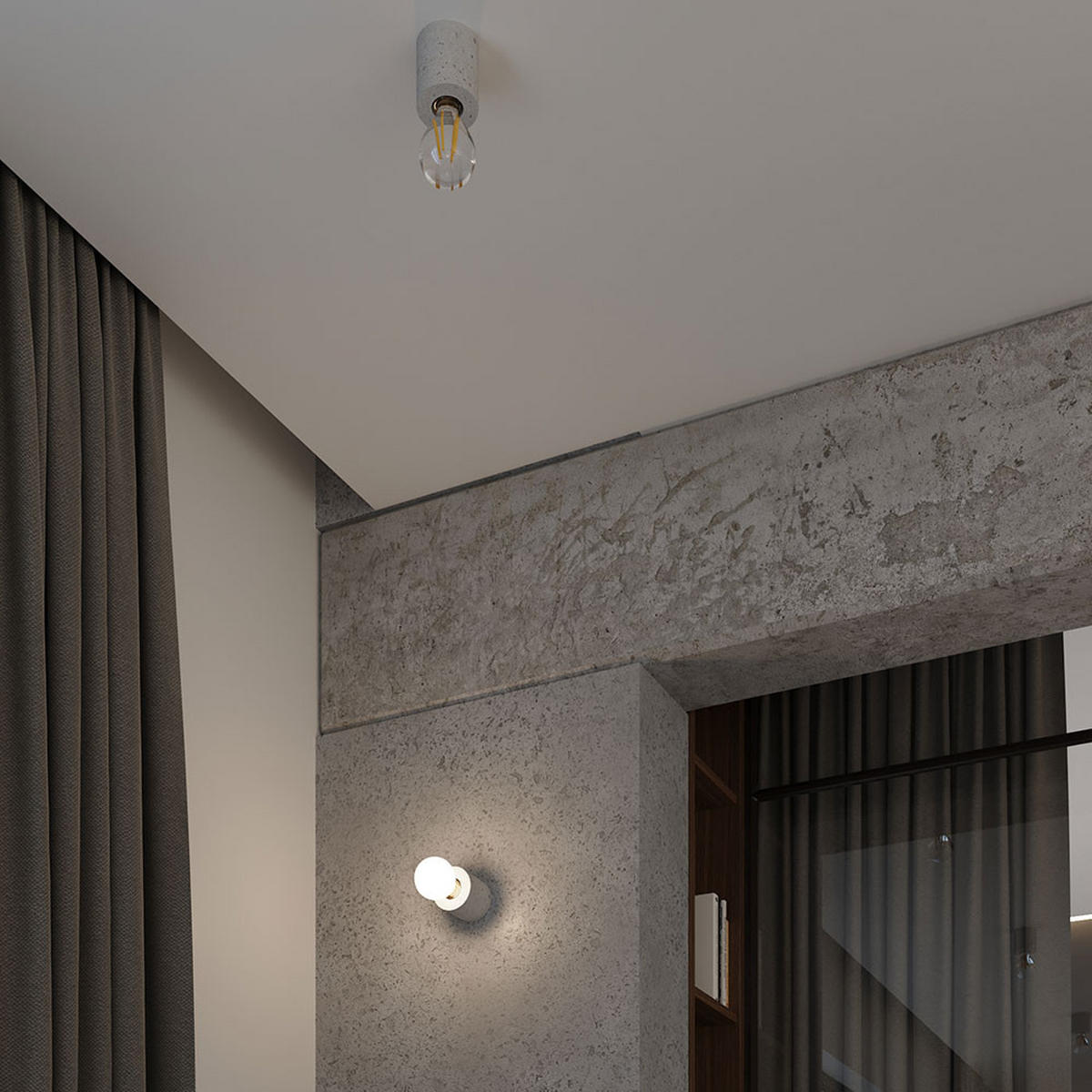 WANDLEUCHTE Betonoptik Grau rund - Grau, Stein (10/10/10cm)