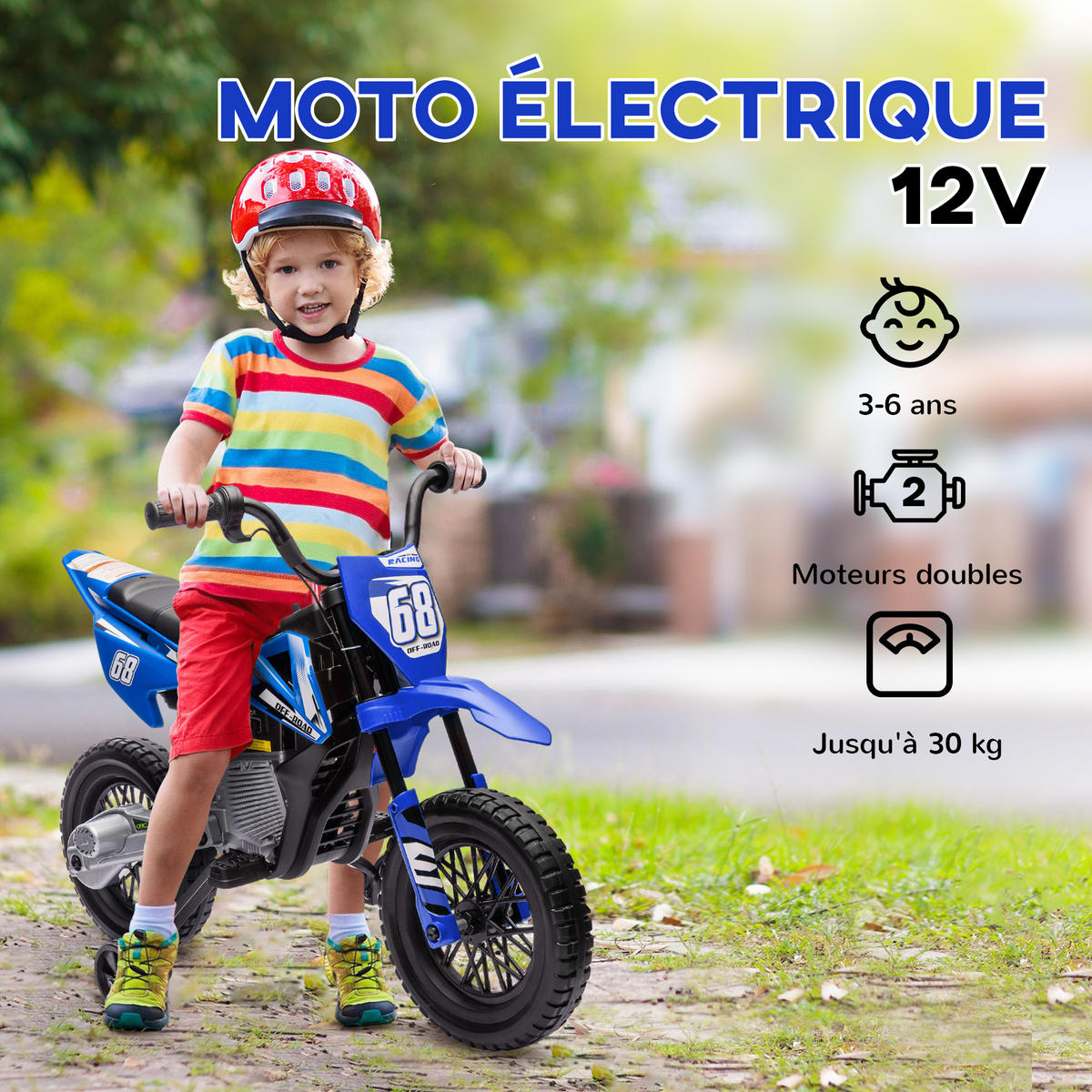 ELEKTRO-MOTORRAD DE-13136 2 Motoren Blau - Blau, Kunststoff (107/56/70cm) - ComfortXL