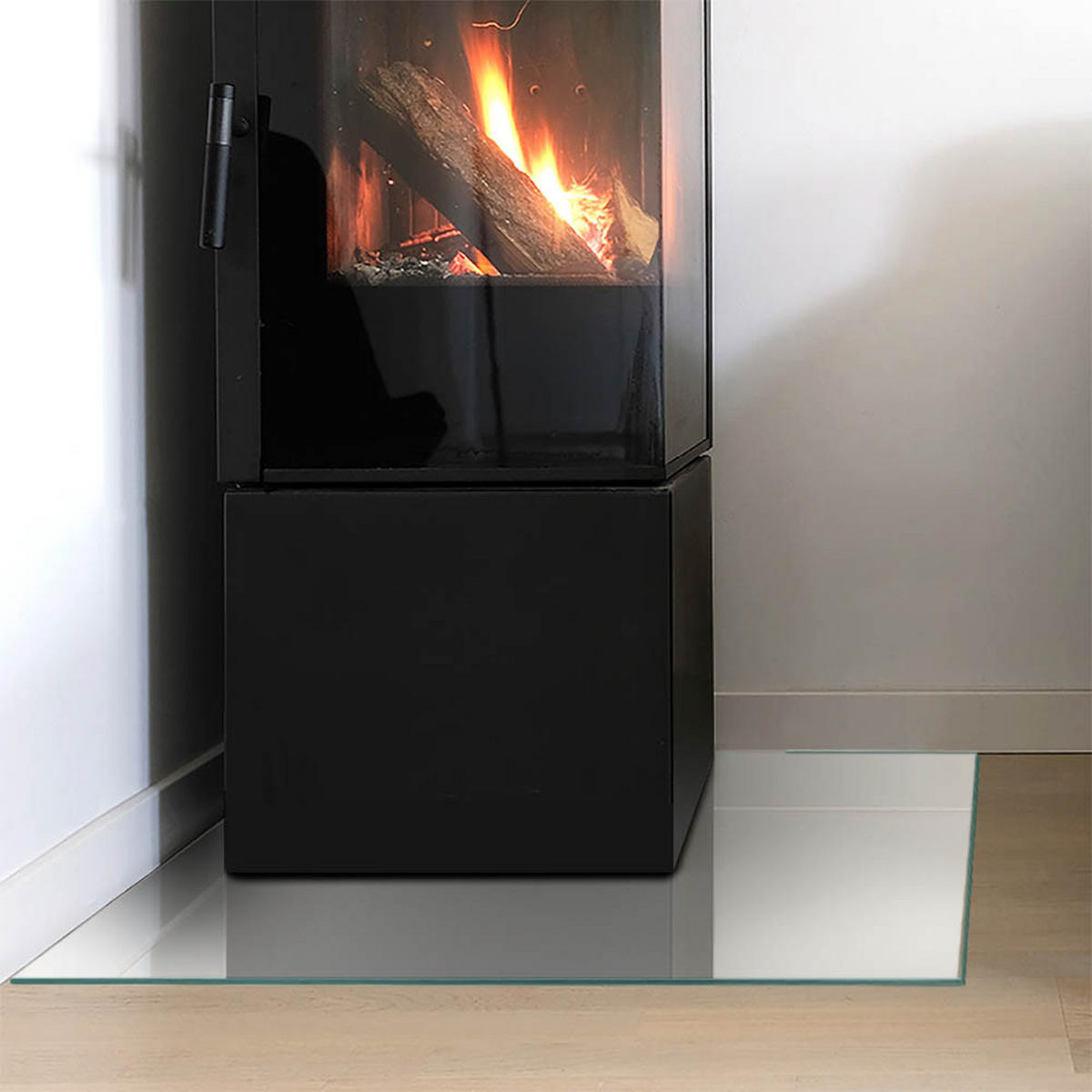 GLASPLATTE für Kamin 60x60 cm - Grau, Glas (60/60/0.4cm) - TULUP