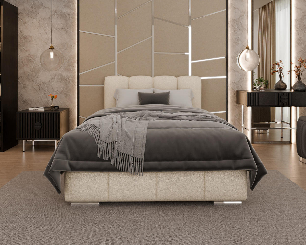 POLSTERBETT Zaira 120x200cm – Elegantes Polsterbett für modernen Wohnstil , ohne matratze, beige - Beige, Holz (90/200cm) - Homesy