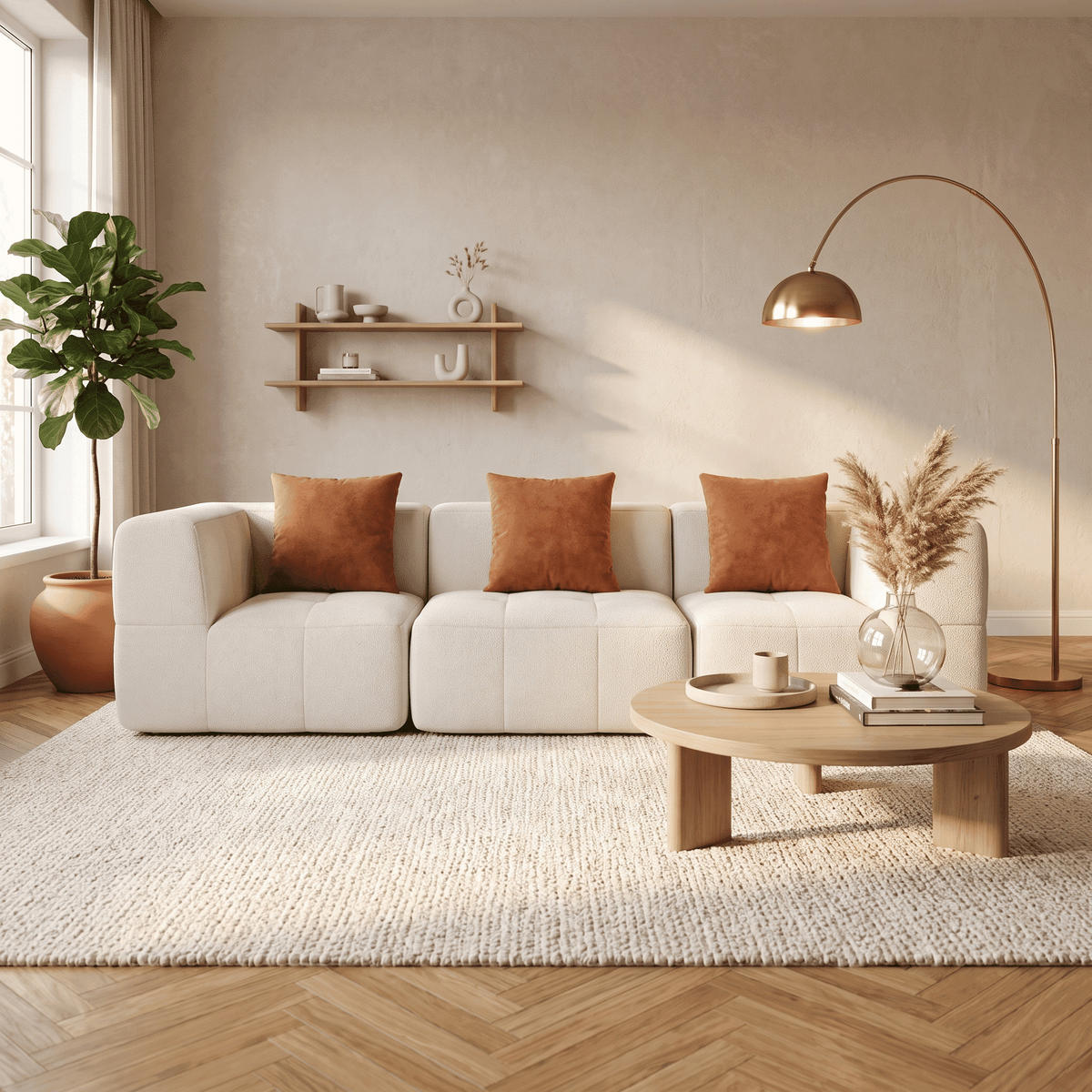 WOHNZIMMERSOFA Eden Simple 3-Sitzer - Weiß Orange - Weiß, Textil (92/71/92cm) - COCO Living
