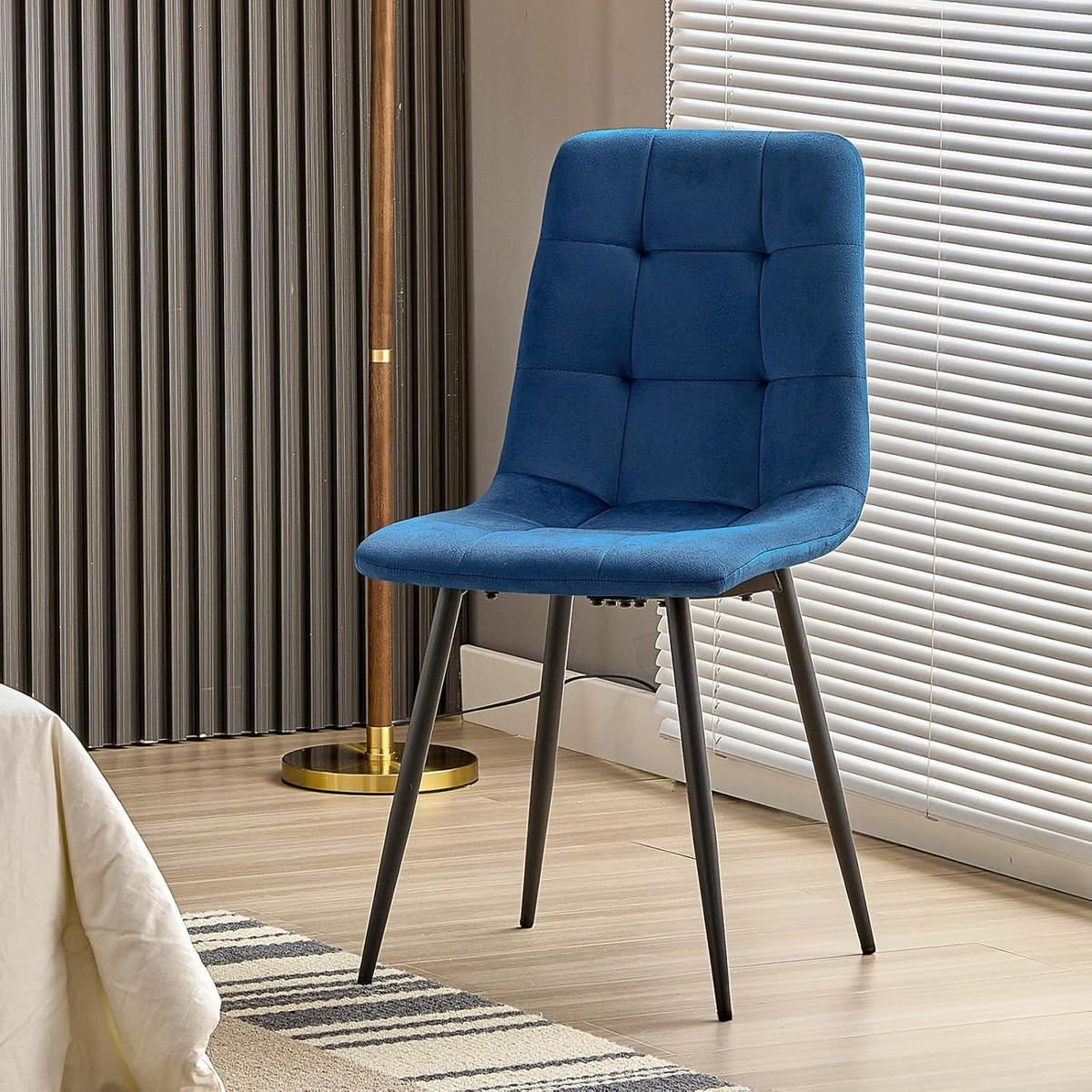 ESSZIMMERSTUHL 2er Set Samt Dunkelblau - Dunkelblau, Textil (44/89/42cm)