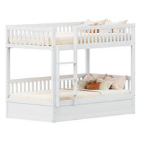POSCHODOVÁ posteľ 90/200 cm biela z masívneho dreva s hydraulickým úložným priestorom - biela, drevo (90/200cm) - OKWISH