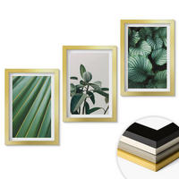 WANDBILDER 3er Set - 20x30 cm Goldrahmen - Ästhetische tropische Blätter - Goldfarben, Kunststoff (20/30cm) - ArtPrintCave