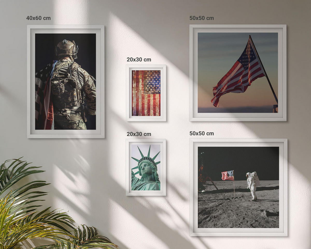 WANDBILDER 5er-Set - 50x50 cm & 20x30 cm & 40x60 cm Weißer Rahmen - Ruhige Landschaften am Strand der Sonne - Weiß, Kunststoff (40/60cm) - ArtPrintCave