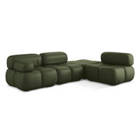 ECKSOFA Rechts Kunstleder Grün - Schwarz/Grün, Leder/Kunststoff (285/190cm) - Makamii