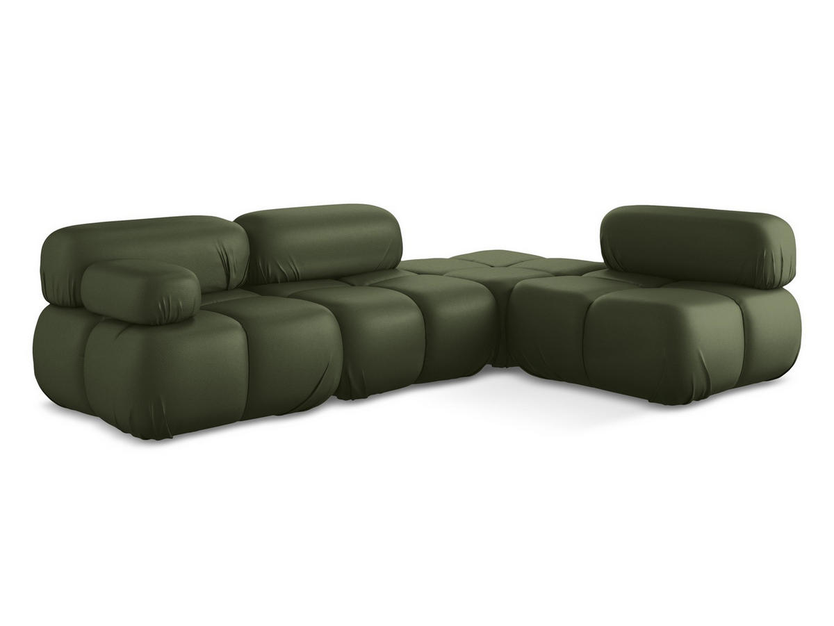 ECKSOFA Rechts Kunstleder Grün - Schwarz/Grün, Leder/Kunststoff (285/190cm) - Makamii
