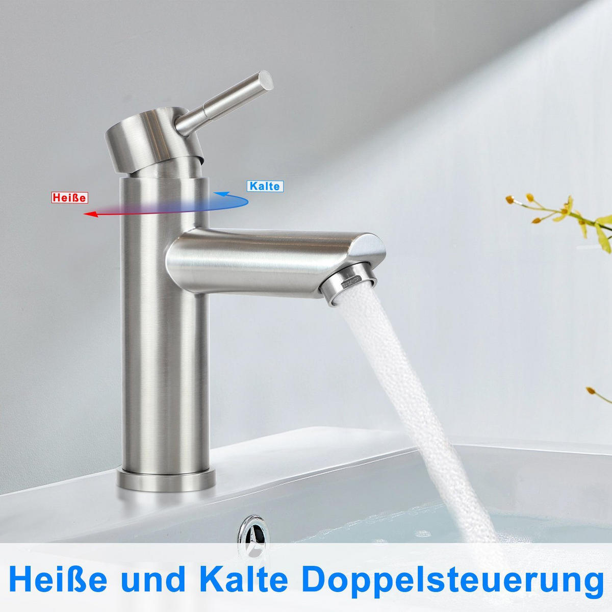 WASCHTISCHARMATUR Quellisu 14.6/4.6/17.4cm - Silberfarben, Metall (4.6/17.4/14.6cm) - ZMH