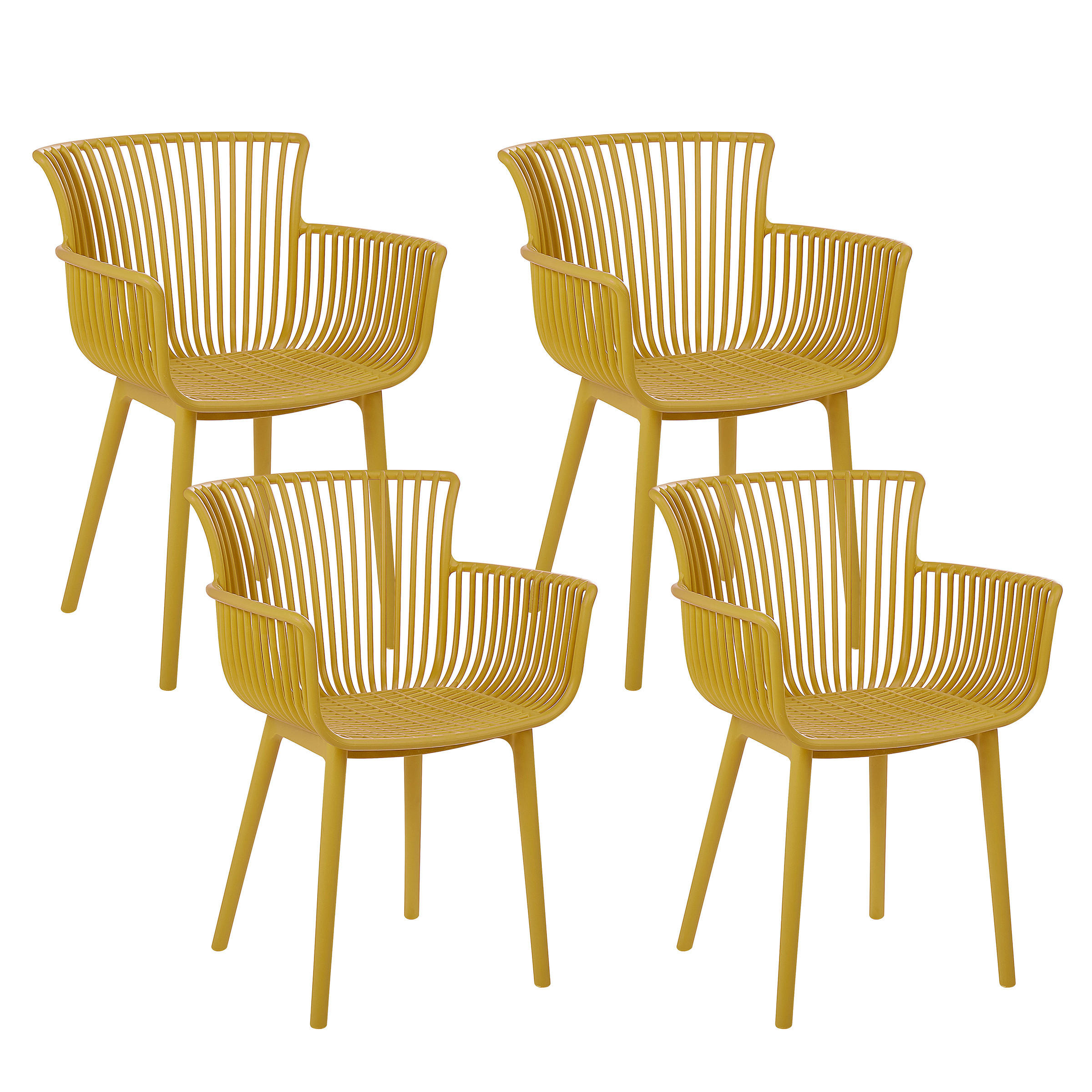 GARTENSTUHL 4er-Set Kunststoff gelb Pesaro - Gelb, Kunststoff (58/84/45cm) - Beliani