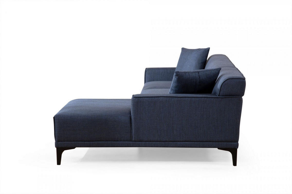 ECKSOFA modern inklusive Zierkissen - Blau/Schwarz, Holz/Kunststoff (145/250cm) - myHomelando