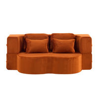 2-SITZER SCHLAFSOFA Flanell Orange mit 4 Kissen - Orange, Textil (198/76/120cm) - WISHDOR