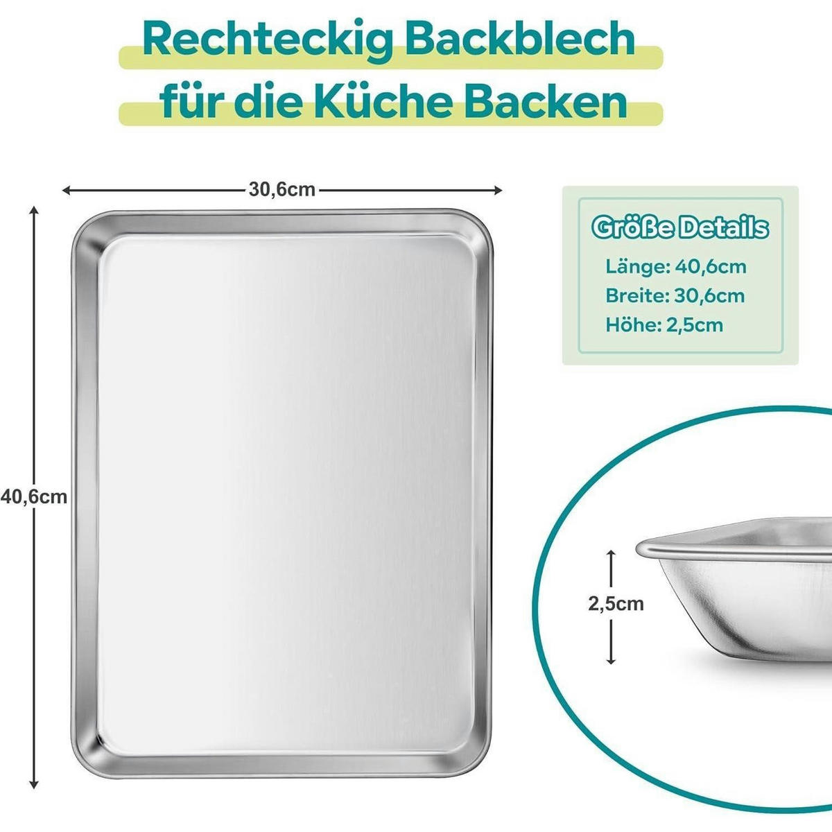 BACKBLECH Edelstahl 40 x 30 cm - Silberfarben, Metall (20/8/25cm)