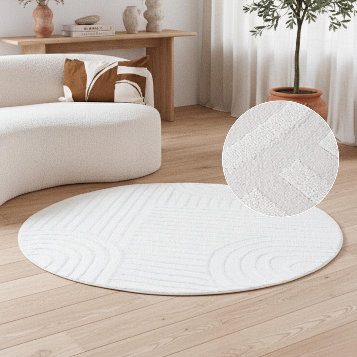 TEPPICH HYGGE Creme, rund 200/200 cm - Creme, Textil (200/200cm) - Tapiso