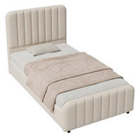 POLSTERBETT 90x200cm Hydraulisch Stauraumbett Leinen Beige - Beige, Naturmaterialien - FLIEKS