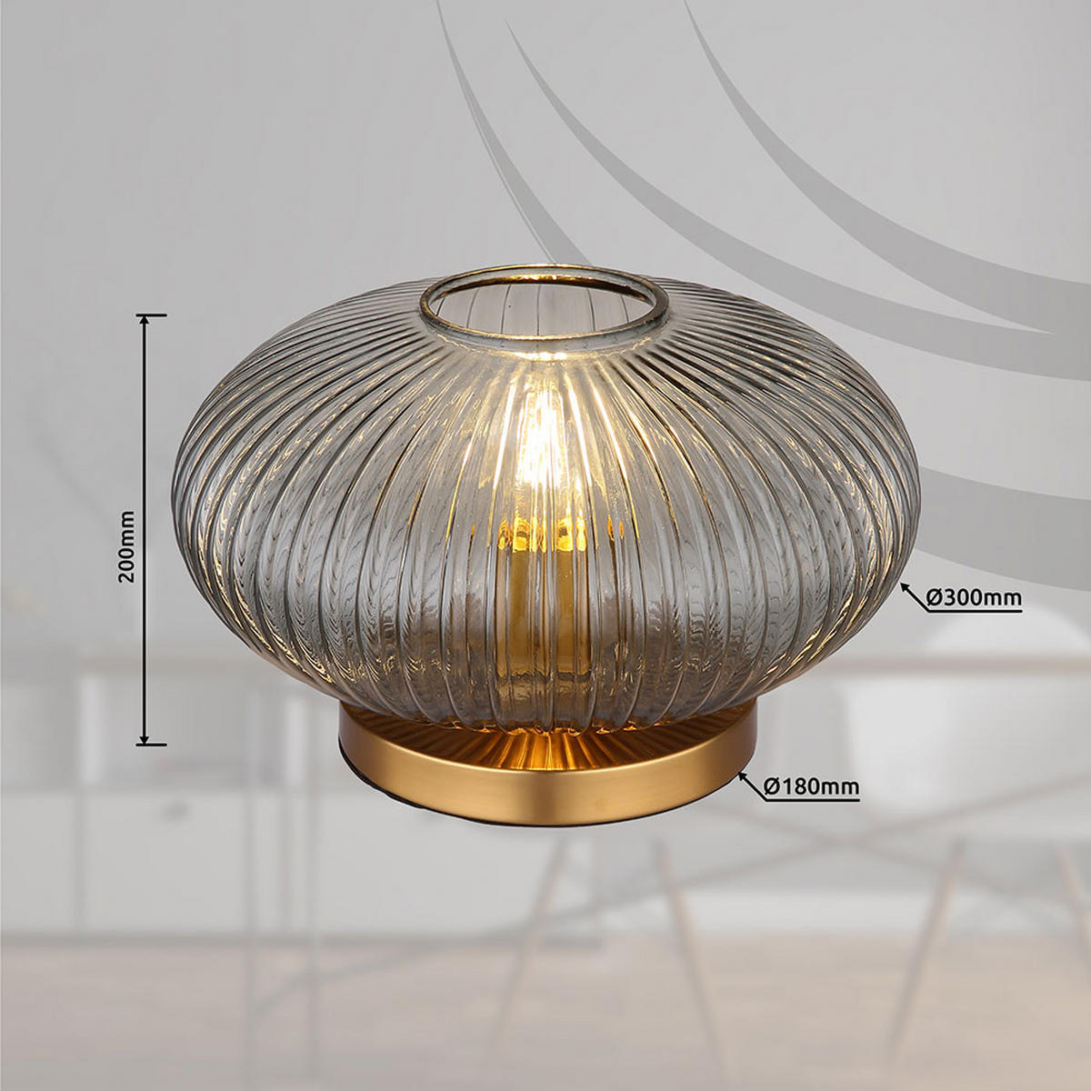 LED TISCHLEUCHTE Metall Messing Klar - Klar, Glas (30/30/20cm) - Globo Lighting