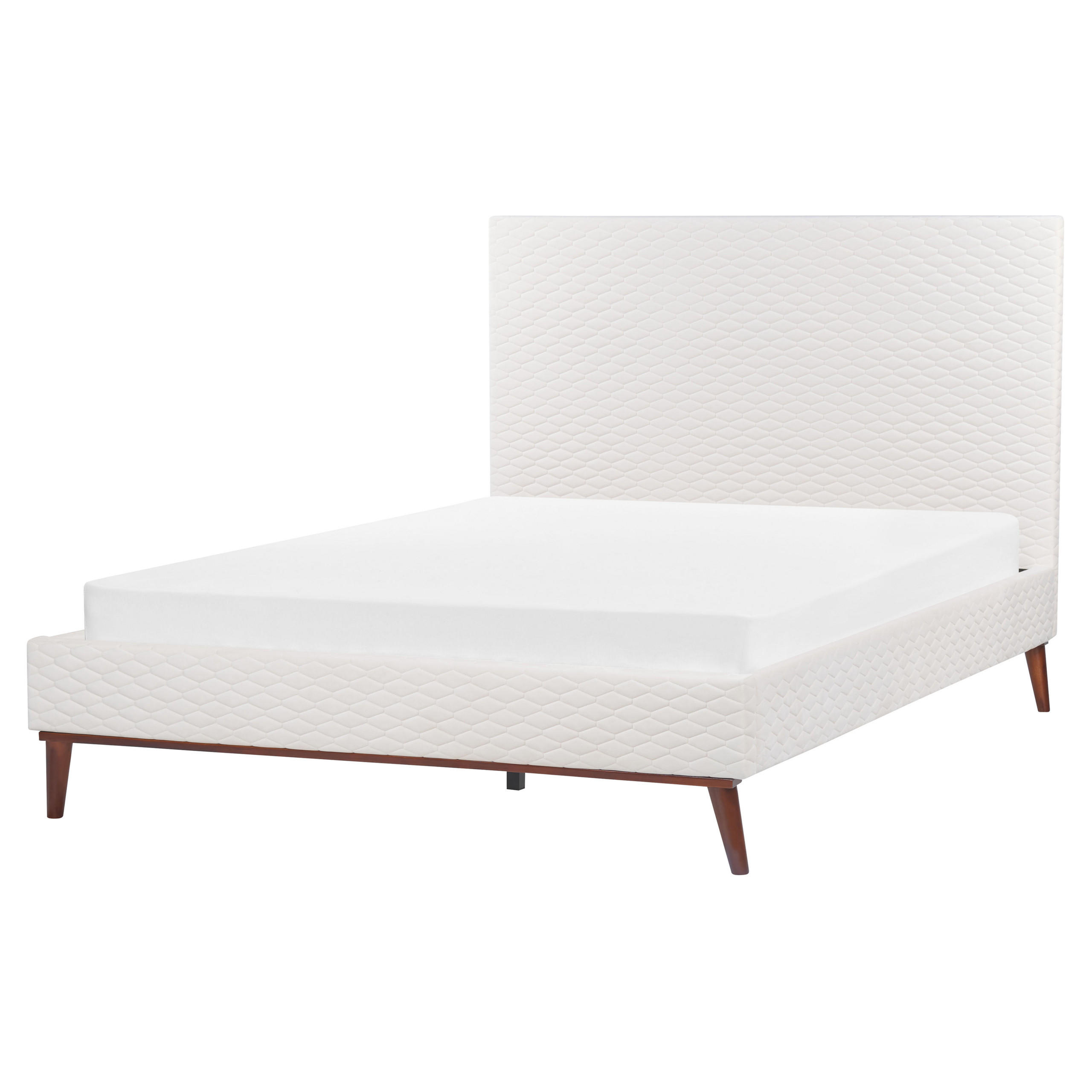 POLSTERBETT mit Lattenrost 140x200 cm Weiß Bayonne - Creme, Textil (140/200cm) - Beliani