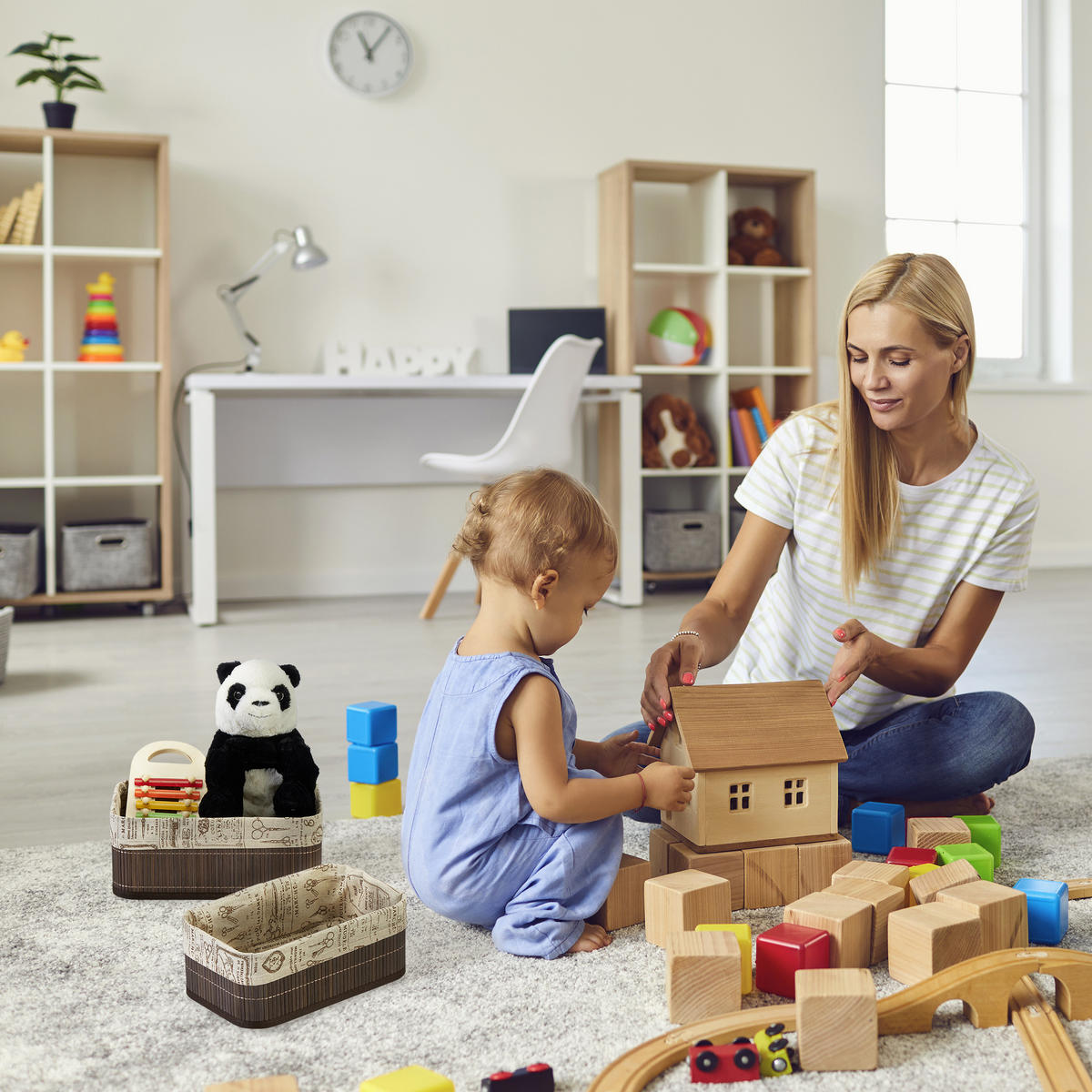 3XAUFBEWAHRUNGSKORB - Multicolor, Holz/Holzwerkstoff (30/12/20cm) - Relaxdays