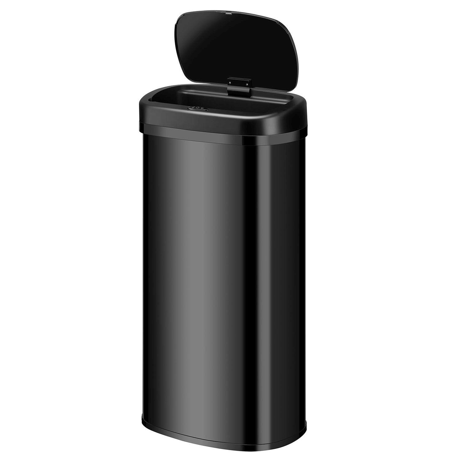 MÜLLEIMER viereckig 70L schwarz mit Sensor - Schwarz, Metall (40/73/29cm) - Juskys