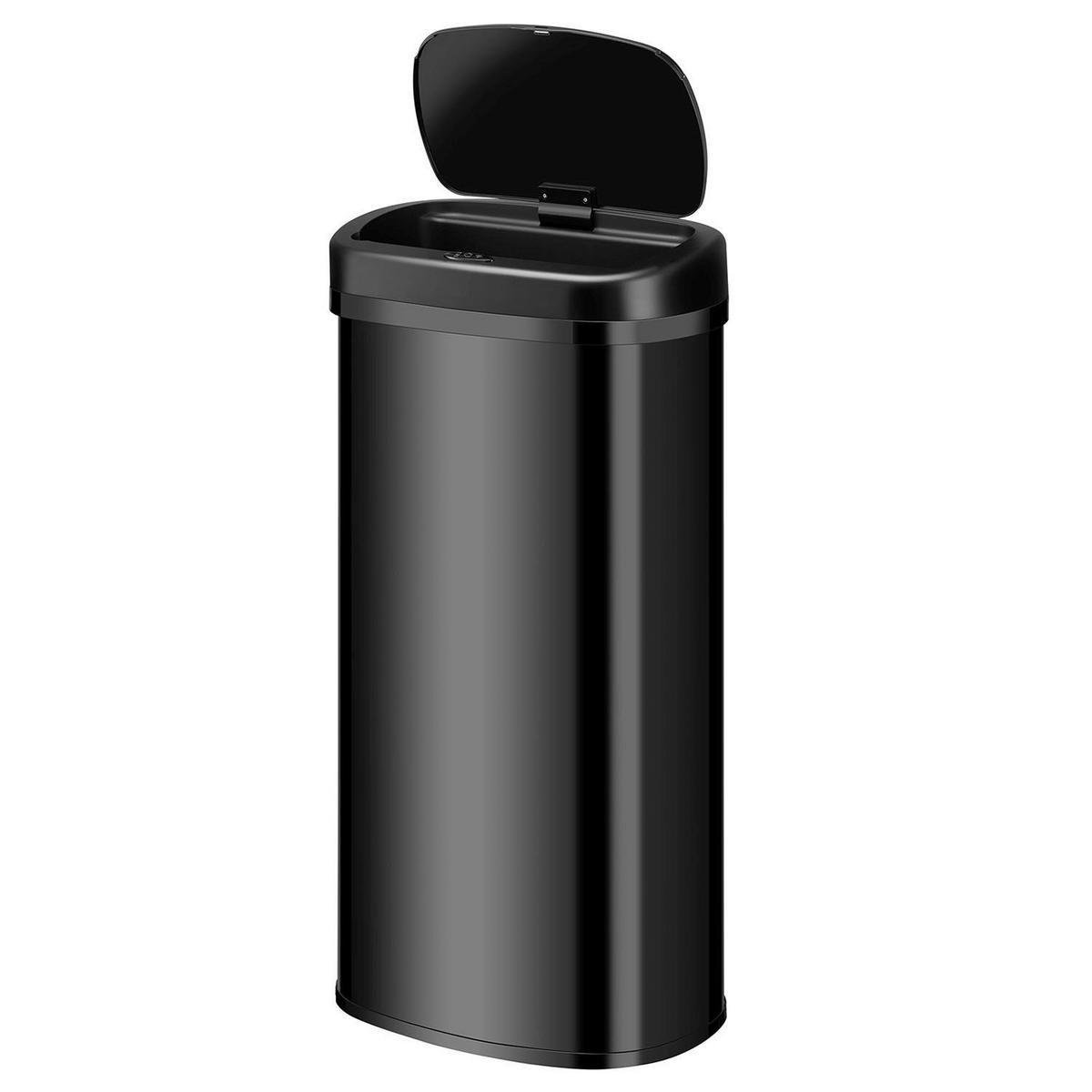 MÜLLEIMER viereckig 70L schwarz mit Sensor - Schwarz, Metall (40/73/29cm) - Juskys